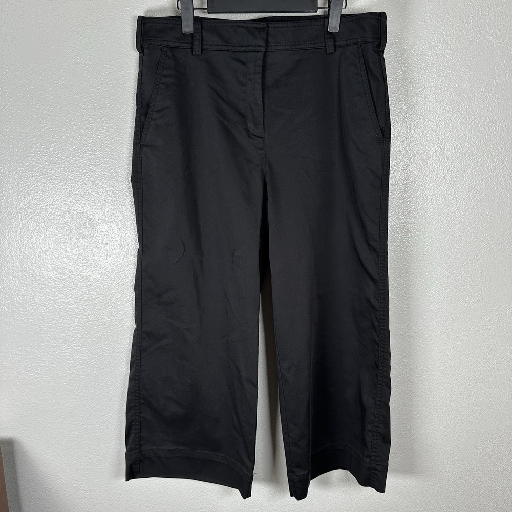 Chicos Wide Leg Cropped Chino Pants Womens 2/12 Black Casual Classic Minimalist
